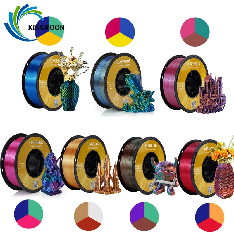 Tri-Color Silk PLA 3D Printer Filament 10kg - 1.75mm for FDM 3D Printing