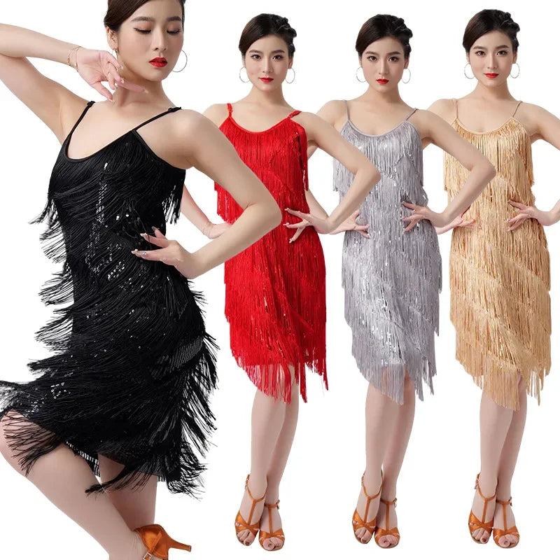 Sequin Tassel Dress for Party & Dance - Latin Spring Costume