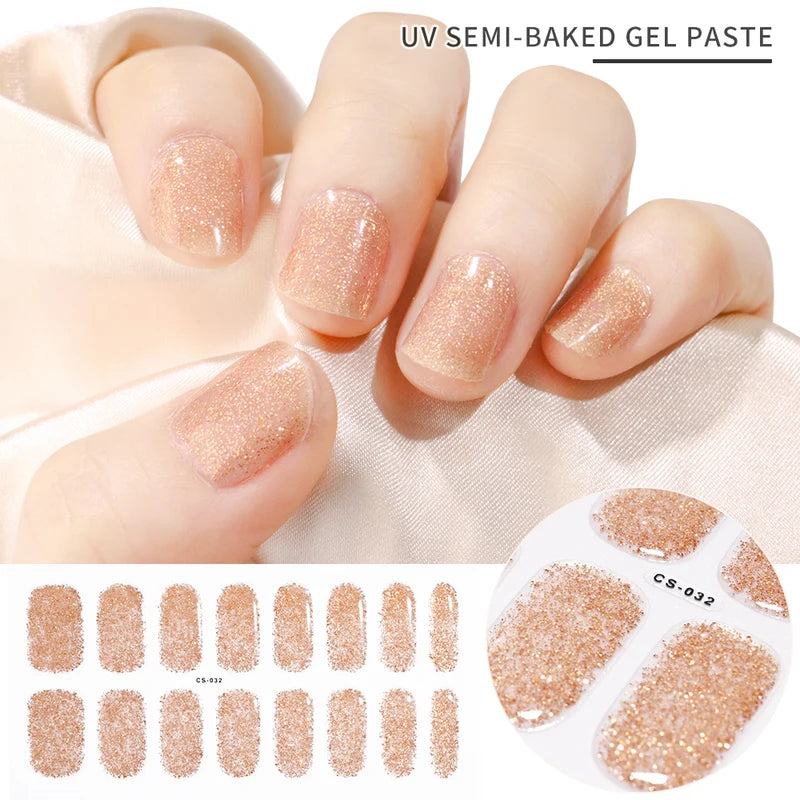 Semi-Cured Nail Art Sticker Full Cover Gel Decal for Manicure - Assorted Patterns