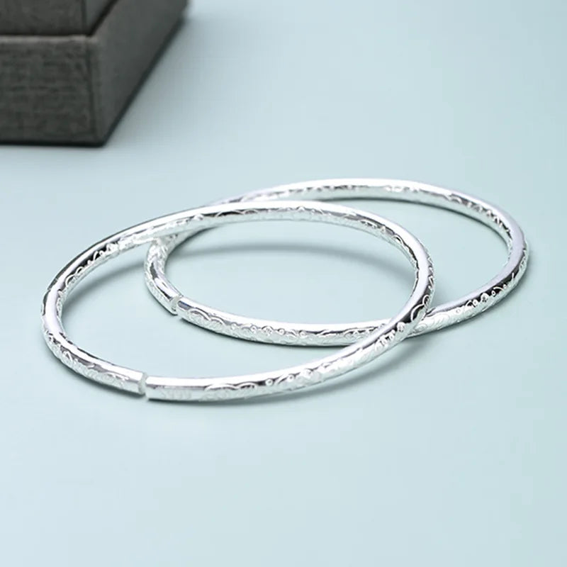 925 Sterling Silver Boho Bangles for Women and Couples – Korean Designer Jewelry