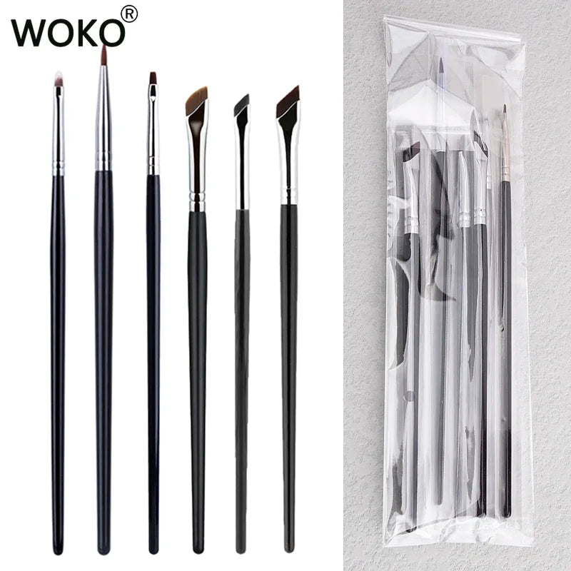 Thin Gel Eyeliner Makeup Brush Set - Flat Top & Concealer Tools, Multiple Colors
