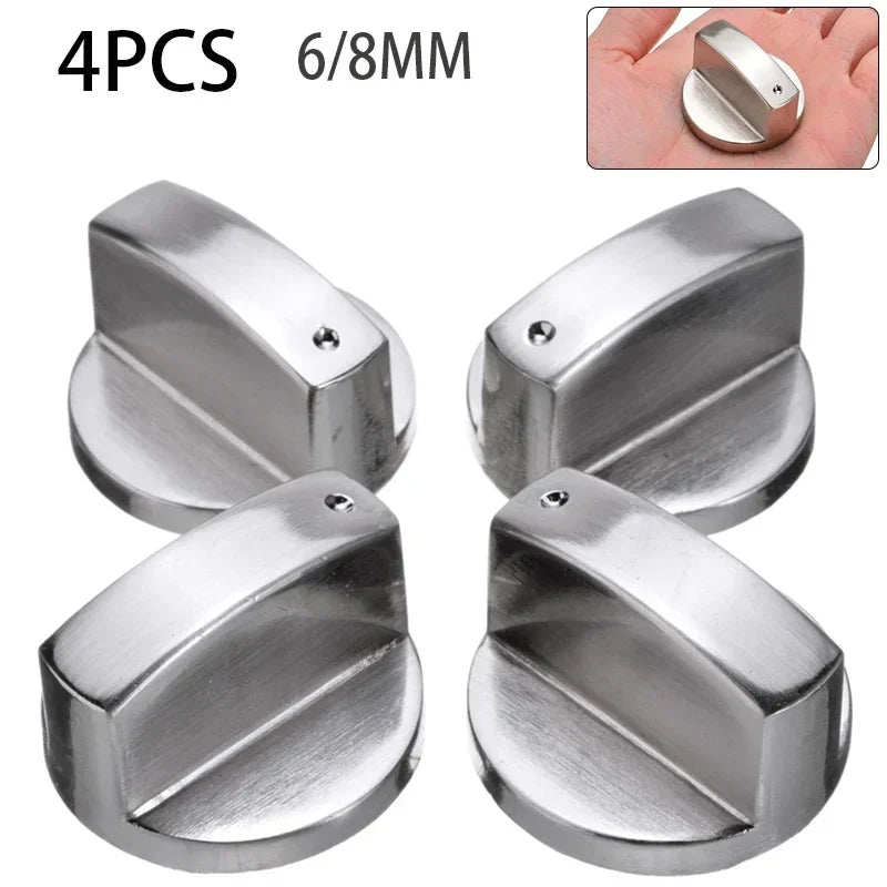 Universal Gas Stove Control Knobs Replacement Set for Cooktop & Oven - Durable Metal, 6mm/8mm