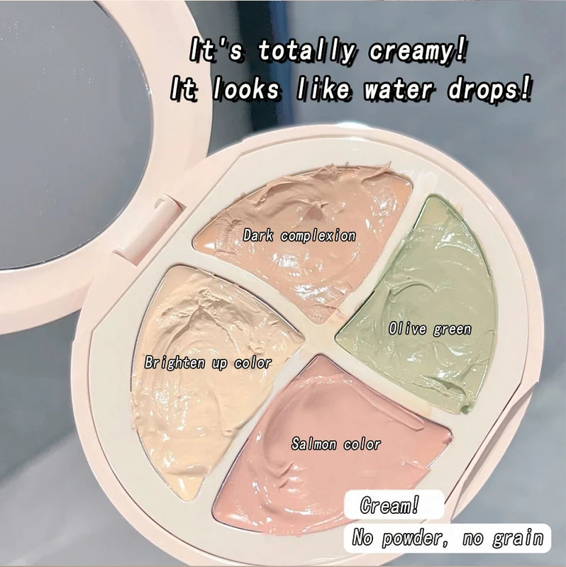 4 in 1 Waterproof Concealer Palette - Long-Lasting Natural Coverage with Contouring Shades