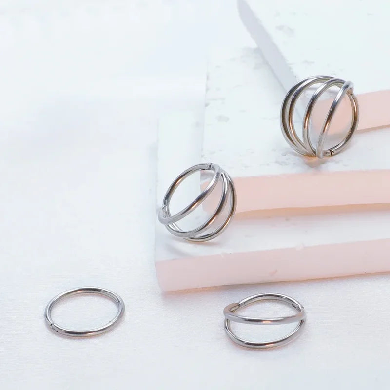 Titanium Septum Piercing Clicker Nose Ring Hoop Cartilage Earring - 6/8/10/12mm