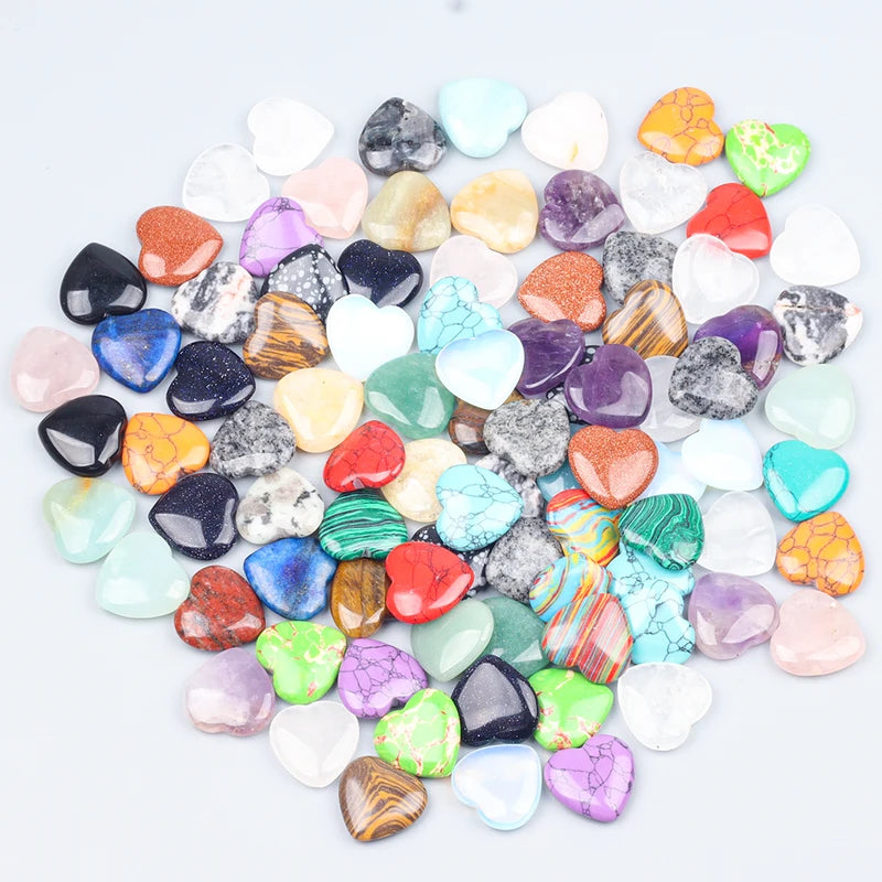 Heart Shape Crystal Healing Stones Set - Amethyst & Semi-Precious Gravel for Home Garden Decor, 20MM, 10/20/30PCS