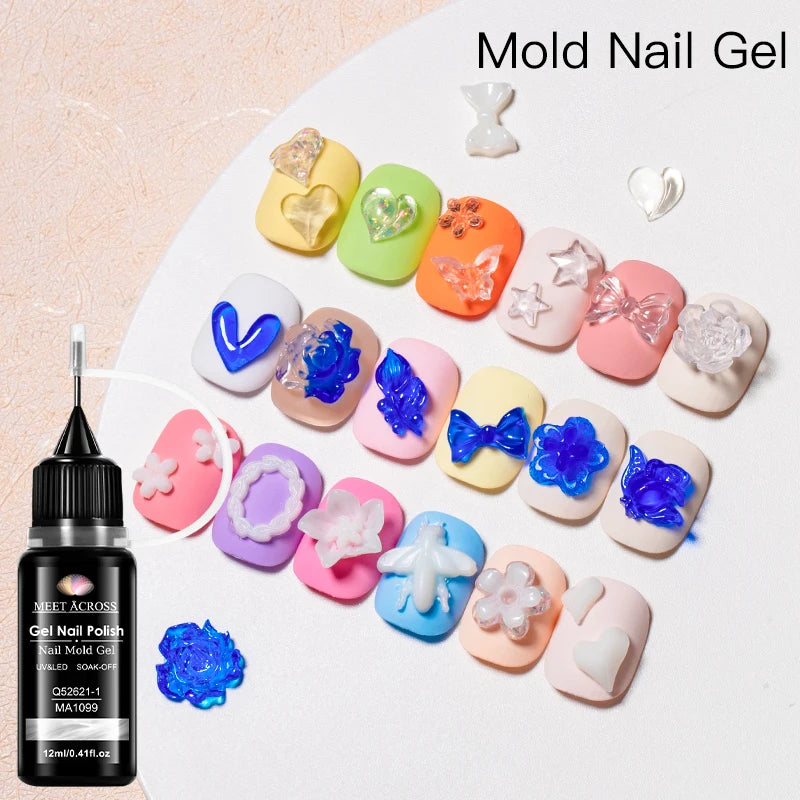 2pcs 12ml Nail Gel Mold Kit for Flower & Butterfly Nail Art - Soak Off UV Gel Polish