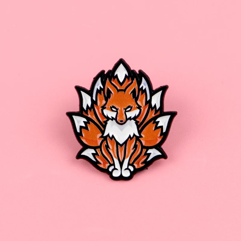 Colorful Fox Enamel Pins Cartoon Glass Style Brooches for Backpack Animal Gifts