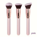 3Pcs Makeup Brush Set with Foundation, Blush & Eyeshadow Brushes - Soft Nylon Bristles, Travel-Friendly