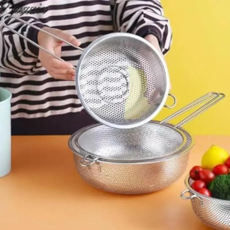Stainless Steel Kitchen Colander Basket Food Strainer for Vegetables Pasta & Seafood