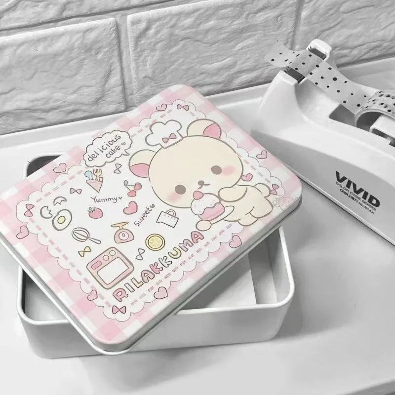 Cute Bear Storage Box with Lid - Rectangular Candy & Card Organizer, Large Capacity