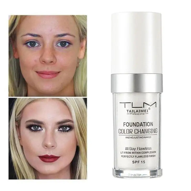 Color Changing Foundation Makeup Base - Nude Full Cover Liquid & Cream, Long Lasting 30ml