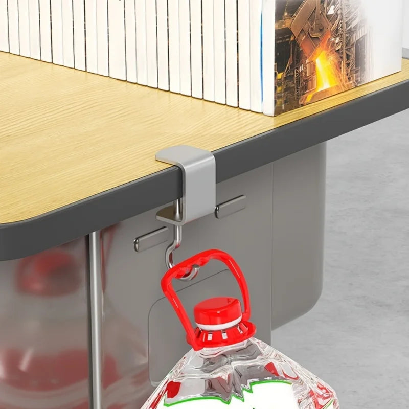 2pcs 360° Rotatable Steel Table Hooks - Detachable Office Desk Hangers