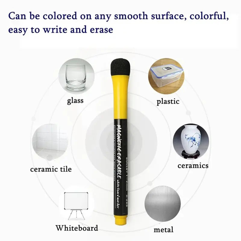 Liquid Chalk Markers for Whiteboards Glass & Surfaces - Vibrant Colors, Erasable & Dust-Free