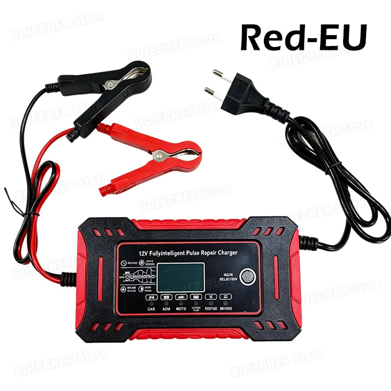 12V 6A Lithium Iron Phosphate Battery Charger with LCD Display for Car Motorcycle