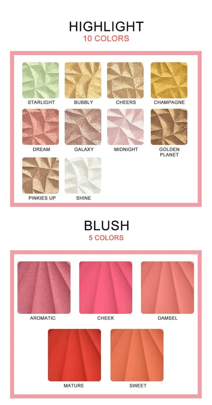 Shell Shape Blush & Bronzer Makeup Powder Set - Multiple Colors
