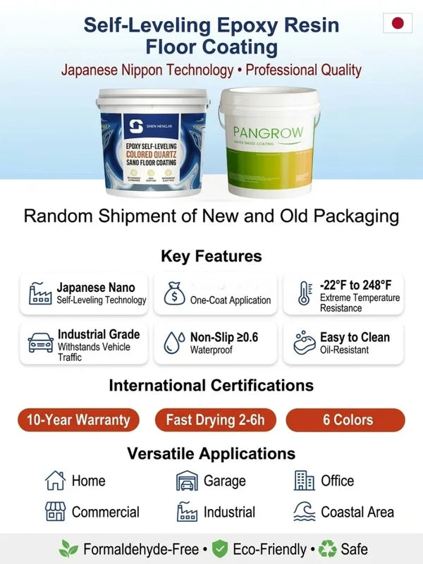 Self-Leveling Water-Based Epoxy Floor Paint for Indoor Outdoor Use - Anti-Slip & Imitation Marble Finish