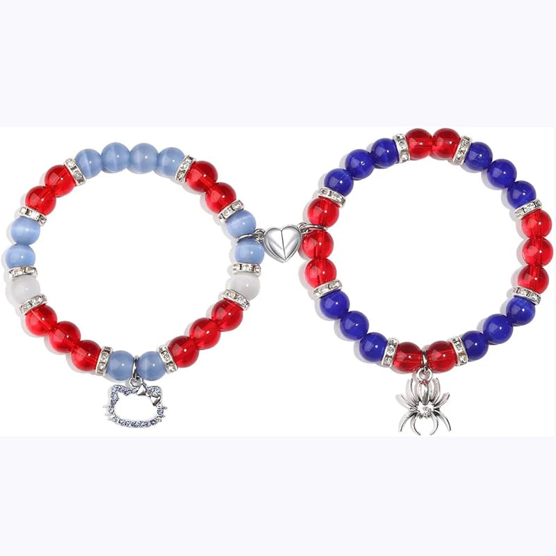 Matching Spider Friendship Bracelets for Couples & Best Friends Jewelry Gift Set
