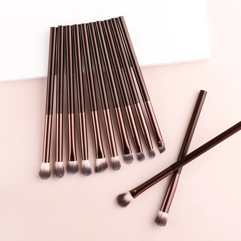 12Pcs Eye Makeup Brush Set with Synthetic Hair - Blending, Shader, Angled & Liner Brushes