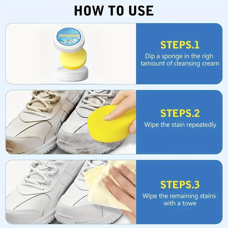 Multi-Purpose White Shoe Cleaner Paste for Shoes, Bags & Car Interiors