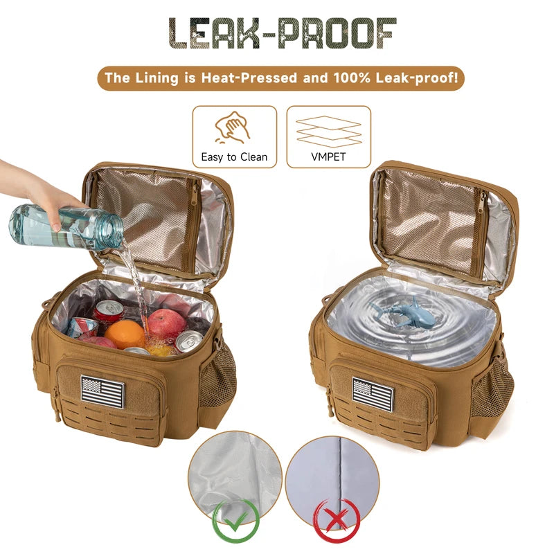 Men's Tactical Insulated Lunch Box - Heavy Duty Leak-Proof Work & Outdoor Bag