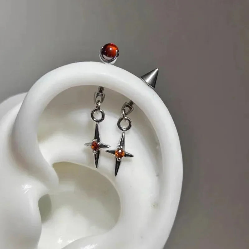 Metal Ear Studs Cone Star Pendant Earrings for Women - Jewelry Set