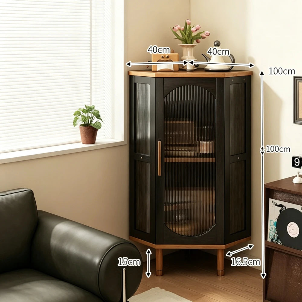 Corner Rattan Triangular Storage Cabinet for Living Room - Multi-Layer Household Locker