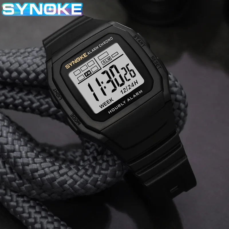 Digital Sports Watch Waterproof Luminous Retro Square Outdoor Watch for Men