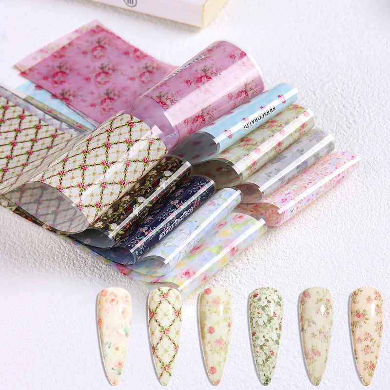 Summer Floral Nail Art Transfer Stickers - Wildflower & Starry Sky Designs