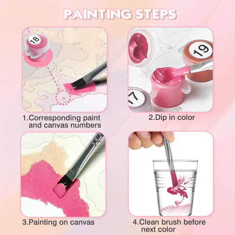 DIY Colorful Animal Paint by Numbers Kit - No Frame, 4 Pieces, Ideal Gift