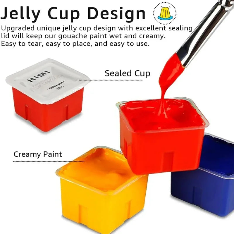 Jelly Gouache Paint Set 18/24 Colors - Portable Case for Artists & Beginners