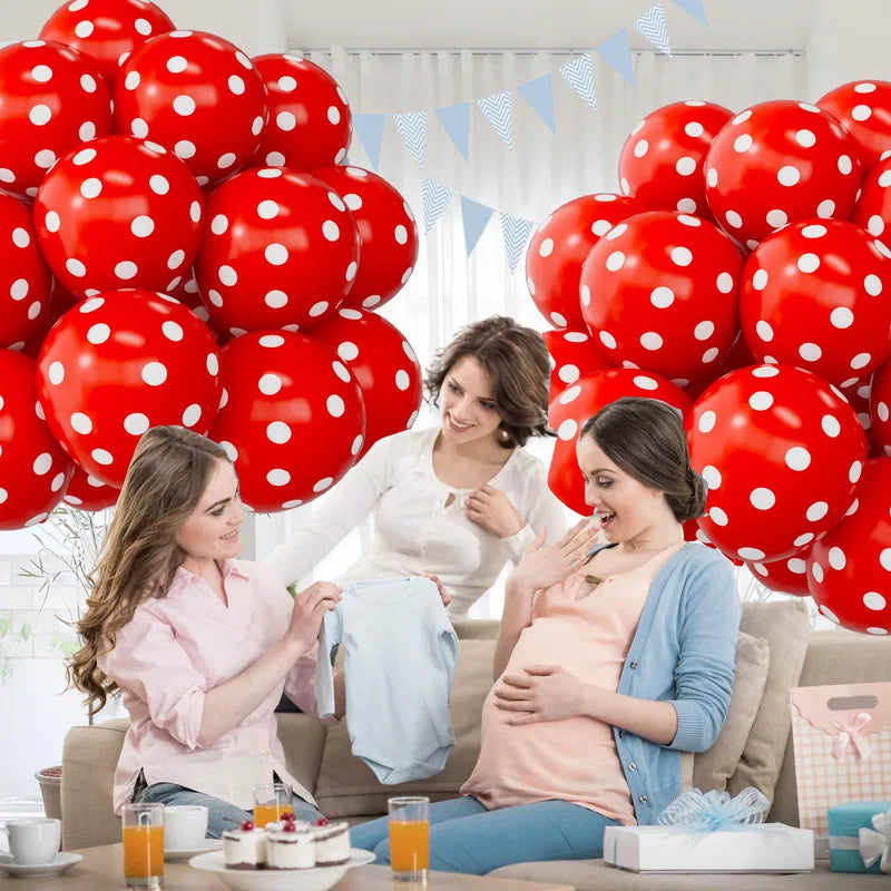 17pcs Red Polka Dot Latex Balloons 12 Inch Party Decorations for Birthday Wedding Valentine