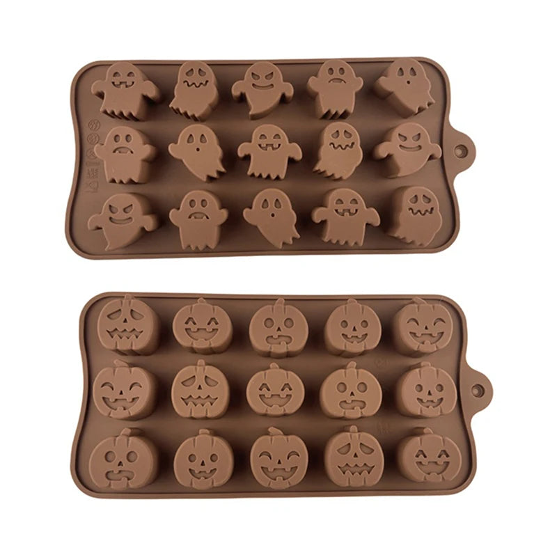 Halloween Silicone Mold Ghost Pumpkin Bat Chocolate Cake Ice Cube Baking Mold