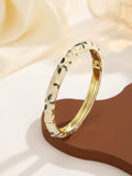Colorful Floral Enamel Bracelet for Women - Gold Tone Open Cuff Jewelry