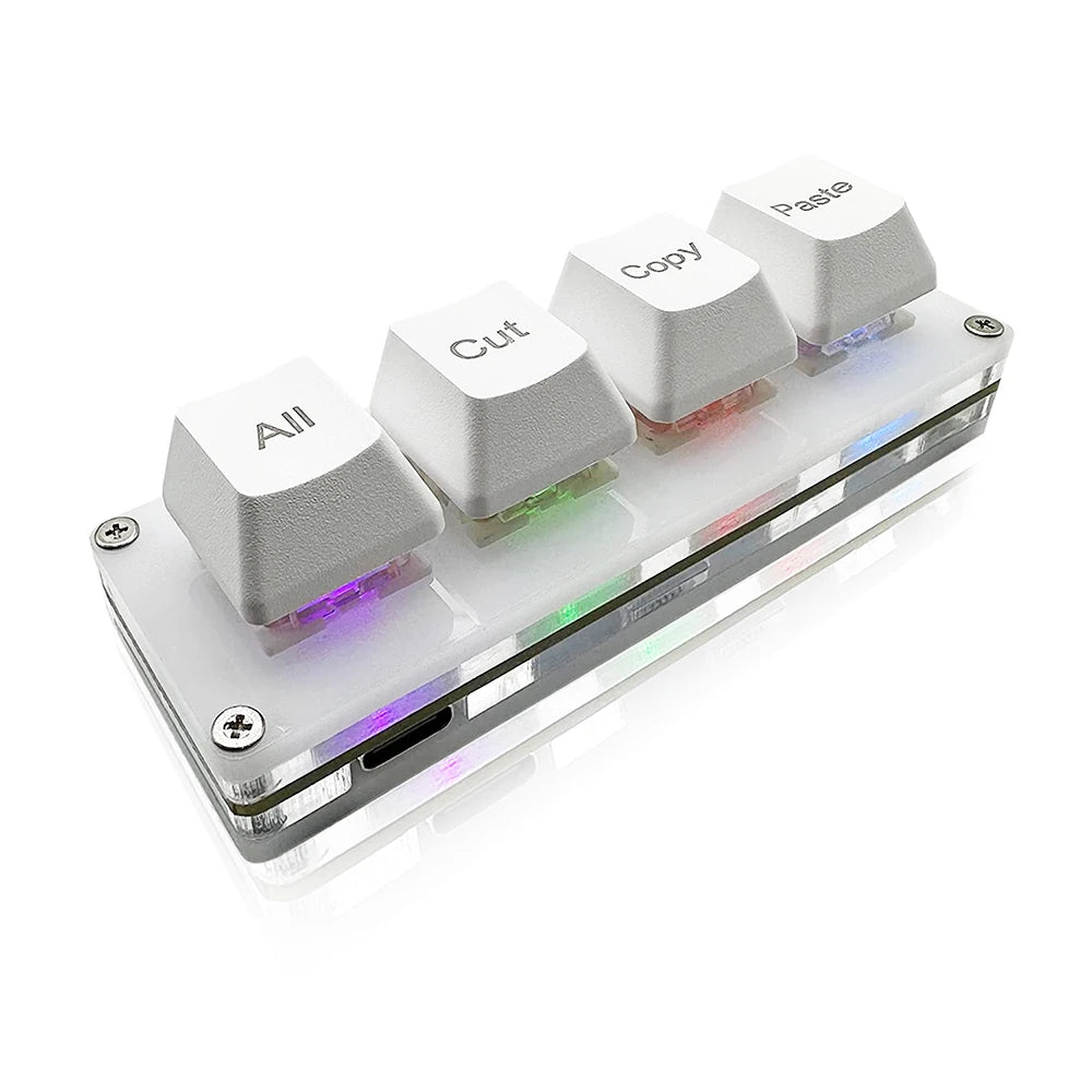 Mini Macro Pad 4-Key Keyboard RGB Mechanical Shortcut Keyboard for Gaming and Workflow