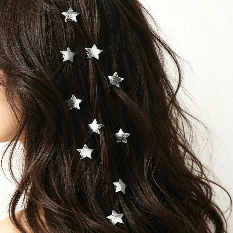 Bohemian Gold and Silver Star Hairpins 10-Piece Hair Accessories Set