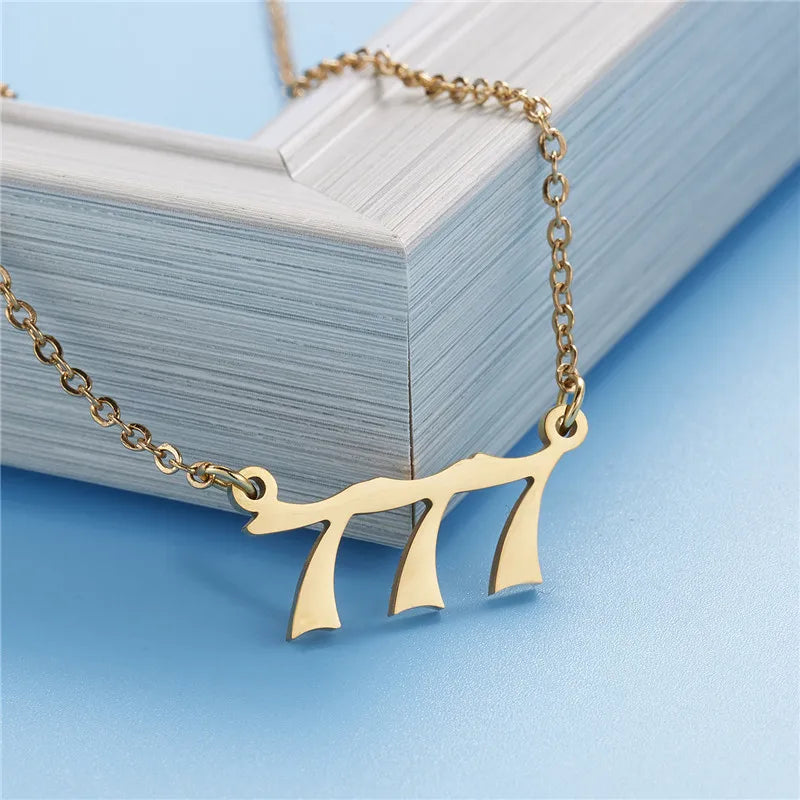 Statement Angel Number 7 Gold Pendant Necklace for Women Summer Fashion Jewelry