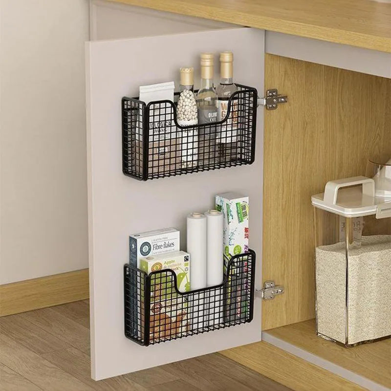 Punch-Free Wall-Mounted Kitchen & Bathroom Storage Rack for Cabinets