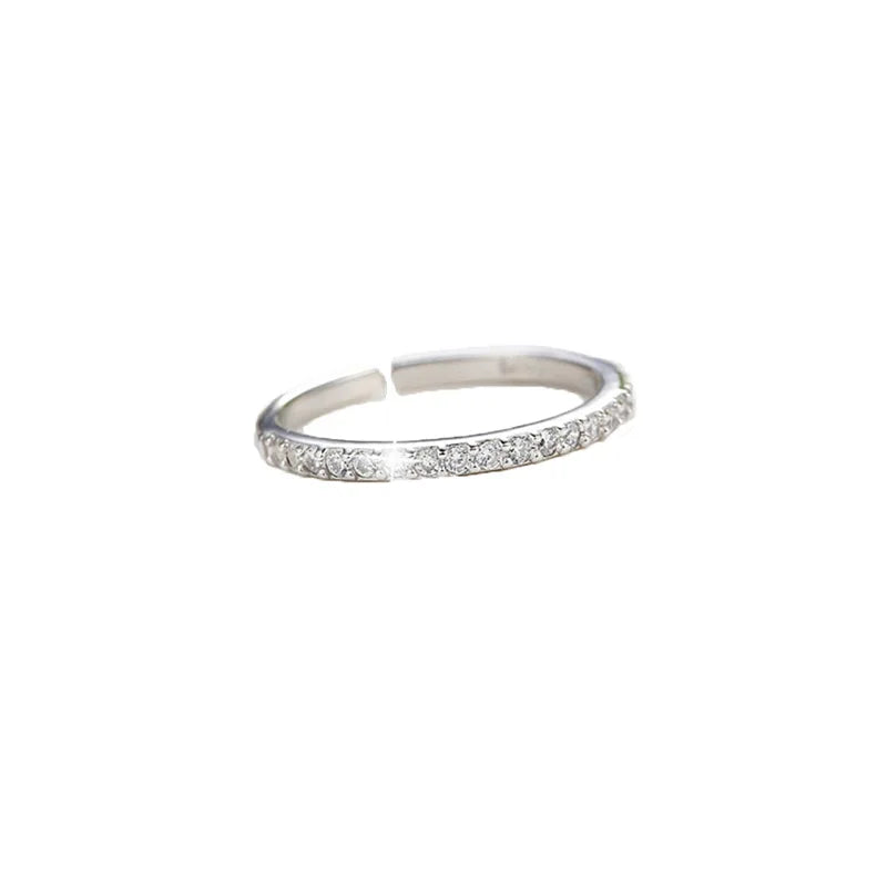 Sterling Silver Zircon Ring for Women - Luxury Designer Jewelry, Single Row