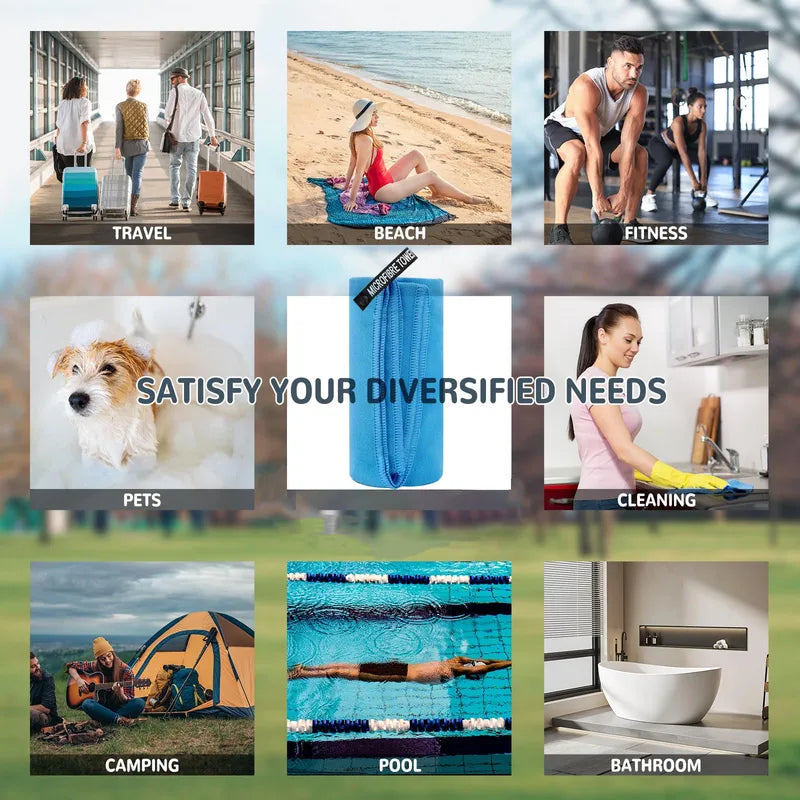 Quick-Drying Microfiber Bath Towel - Highly Absorbent, Odor-Free, Versatile for Bathroom, Gym, Pool