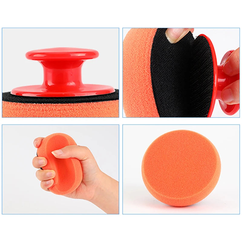 Car Waxing Sponge with Handle and Polishing Pads - Detailing Buffing Kit