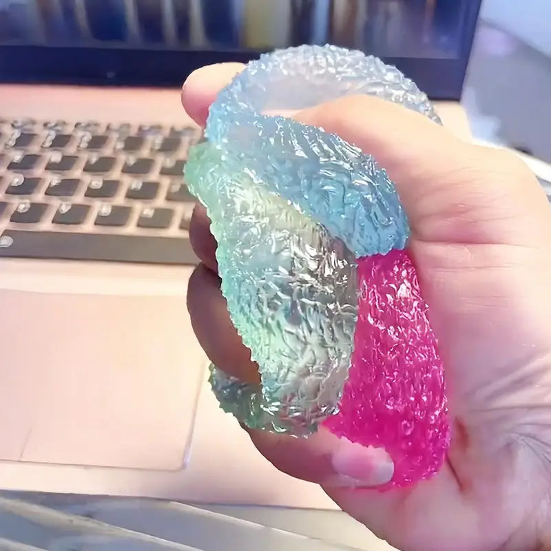 Sensory Stress Reliever Slushie Squeeze Ball with Crackling Noise - Reusable Moldable Fidget Toy for All Ages