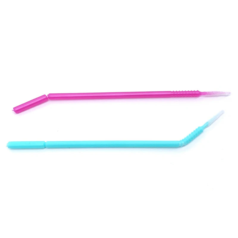 Long Head Bendable Micro Brushes for Lash Extensions & Eyelash Glue Cleaning