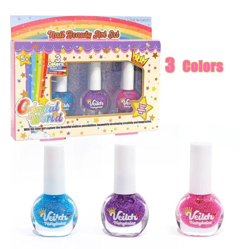 Kids Water-Based Non-Toxic Nail Polish Set - Quick-Dry Peel-Off Nail Art Kit for Holidays