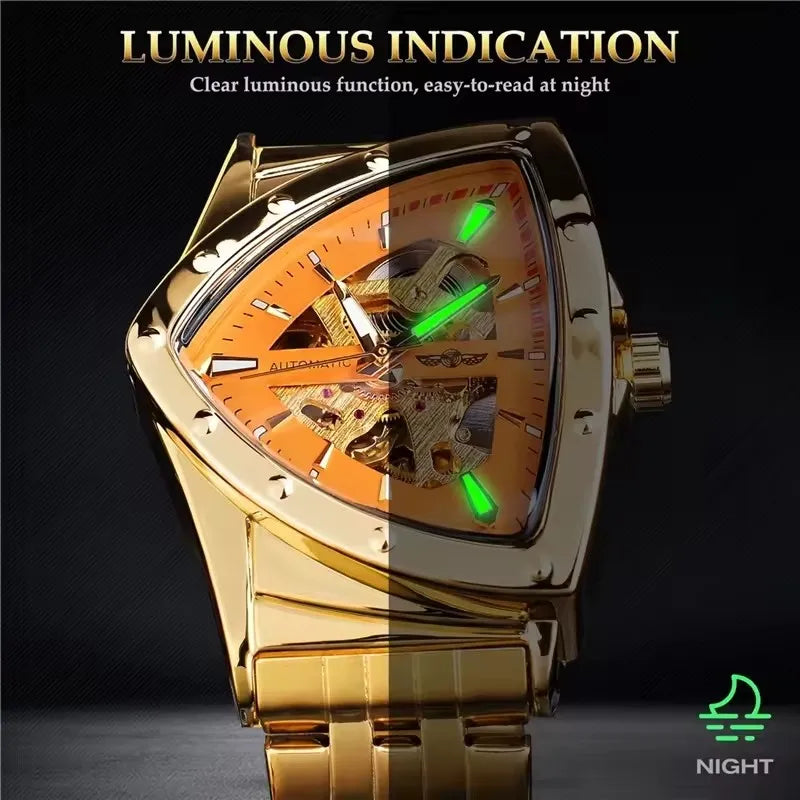 Men's Skeleton Mechanical Watch Automatic Stainless Steel Casual Timepiece