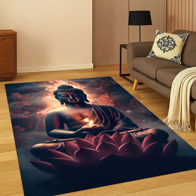 Faith Buddha Shakyamuni Cartoon Rug for Bedroom & Living Room Non-slip Doormat