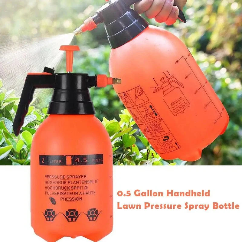 Portable Garden Hand Pump Sprayer 0.5 Gallon with Brass Nozzle for Watering, Cleaning, and Disinfection