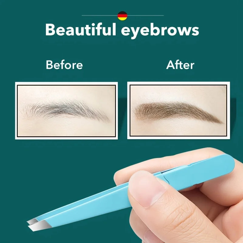 Eyebrow Tweezer Stainless Steel Slanted Hair Removal Tool for Eyebrows & Fine Hairs
