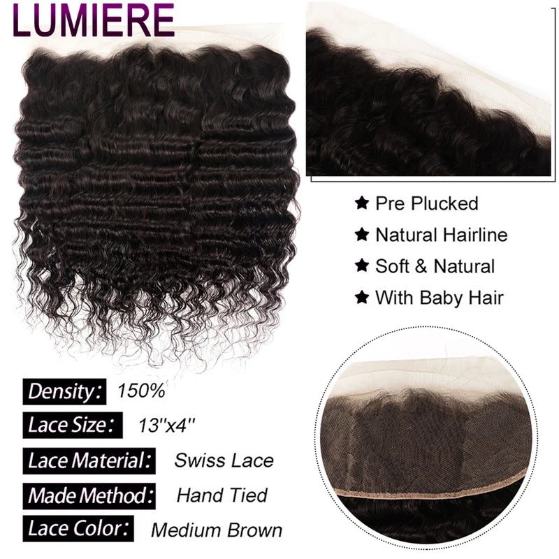 Deep Wave Human Hair Bundles with Closure - Wavy Curly Weave Extensions