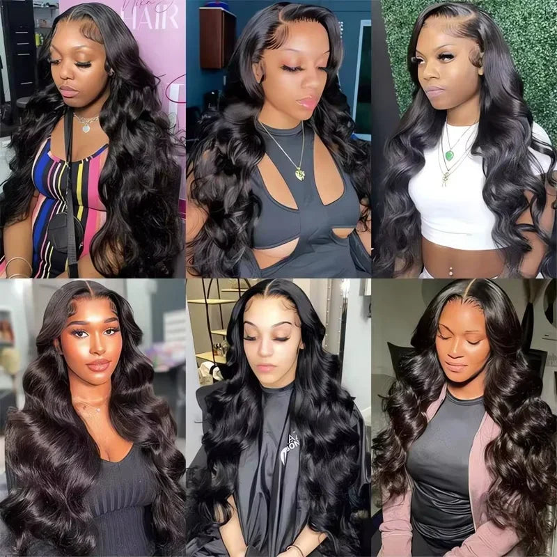 Long Peruvian Body Wave Human Hair Wigs 13x6 HD Lace Front & Frontal, Glueless Closure, Natural Color
