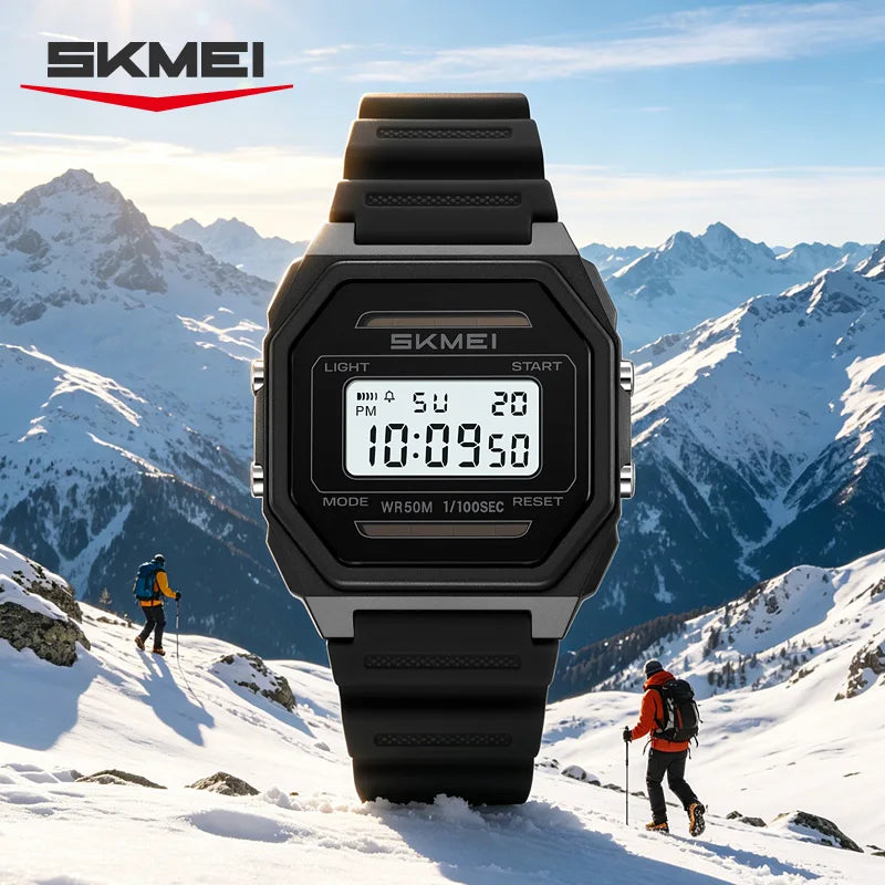 Digital Solar Power Watch for Men Waterproof Alarm Clock Wristwatch Gift